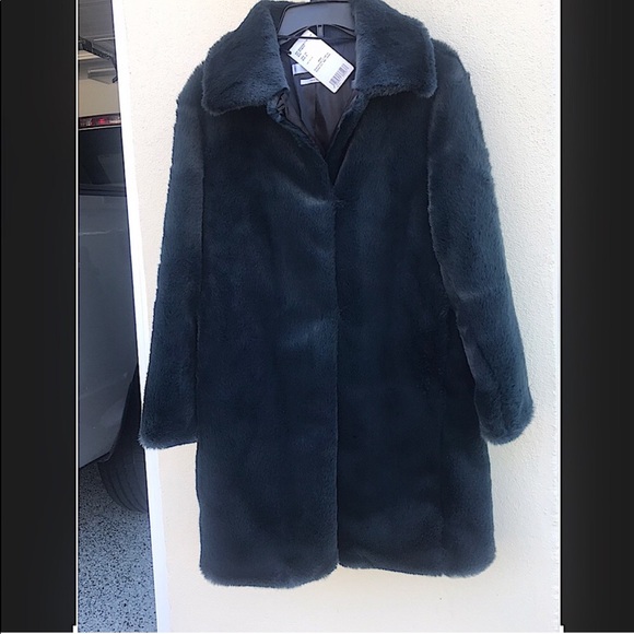 Mango Jackets & Blazers - NWT MNG Mango Faux Fur 🖤  Royal Turquoise Coat XS